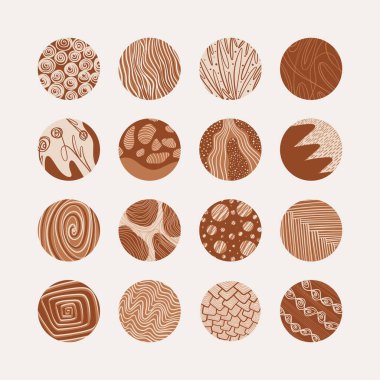 Set of abstract hand drawn doodle on circle shape. Abstract contemporary modern trendy vector illustration. for Mobile Application or Social Media Design. All elements are isolated