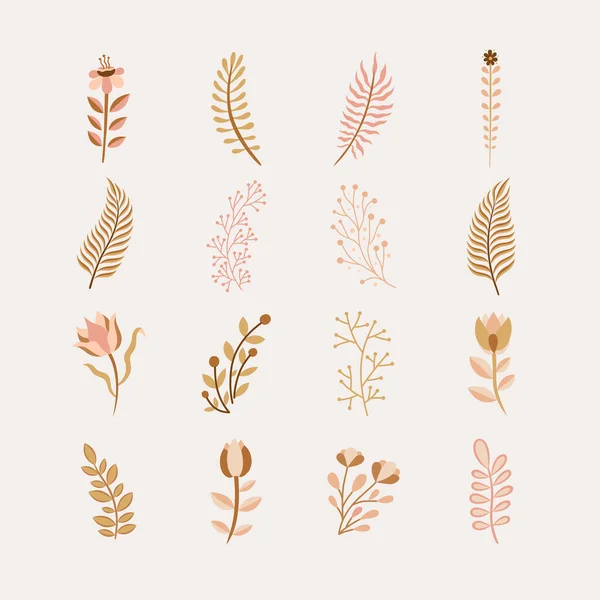 Set of abstract hand drawn doodle foliage shape. Abstract contemporary modern trendy vector illustration. for Mobile Application or Social Media Design. Floral Illustration. All elements are isolated