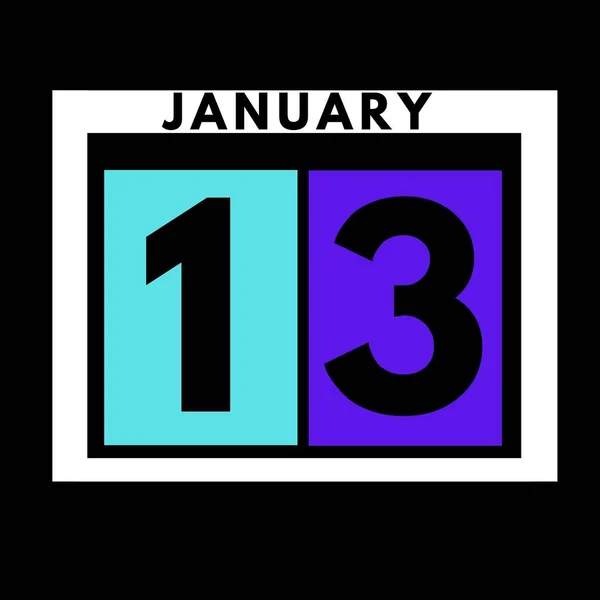 1月13日彩色平行日日历图标 一月份日历 — 图库照片