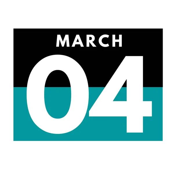 3月4日平面日历法图标 Date Day Month Calendar Month March — 图库照片