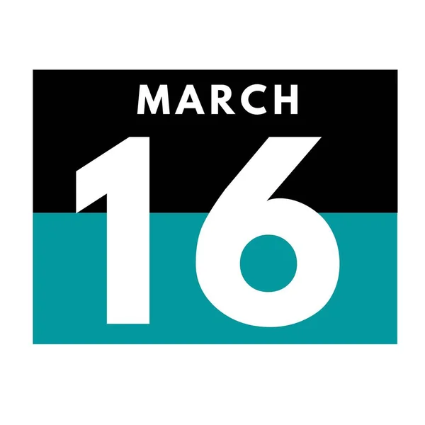 三月十六日平面日历法图标 Date Day Month Calendar Month March — 图库照片