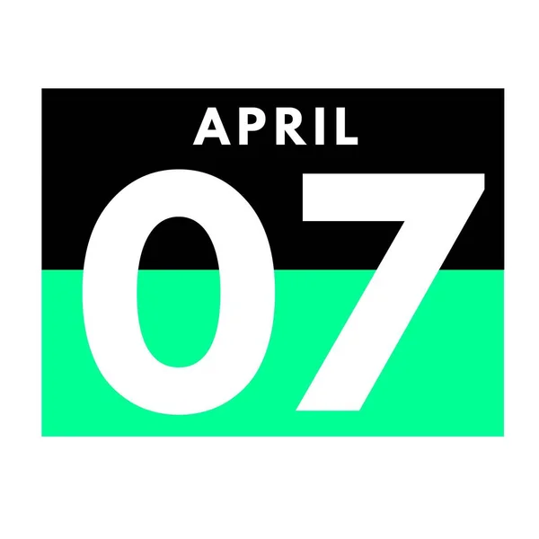 4月7日平面日历法图标 月历法 月历法 月历法 — 图库照片