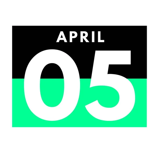 4月5日平面日历法图标 月历法 月历法 月历法 — 图库照片