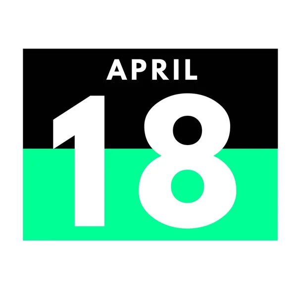 四月十八日平面日历法图标 月历法 月历法 月历法 — 图库照片