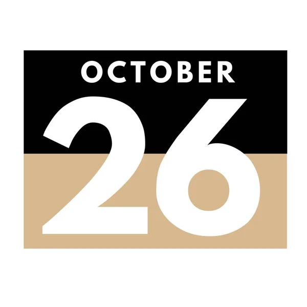 十月二十六日平的日历法图标 十月的日 — 图库照片