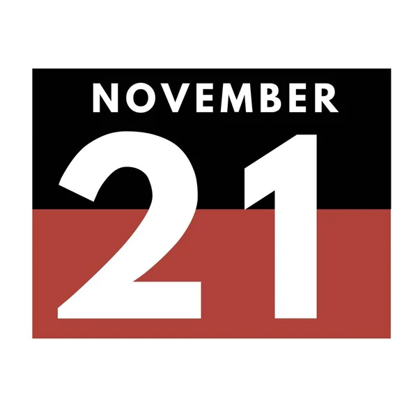 11月21日 フラット毎日カレンダーアイコン 11月のカレンダー — ストック写真