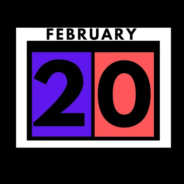 February 20 . colored flat daily calendar icon .date ,day, month .calendar for the month of February