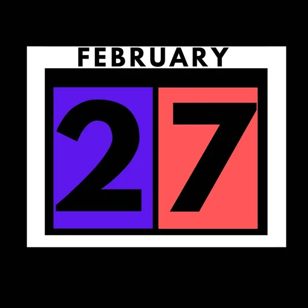 Febrero Color Plano Calendario Diario Icono Date Día Mes Calendar —  Fotos de Stock