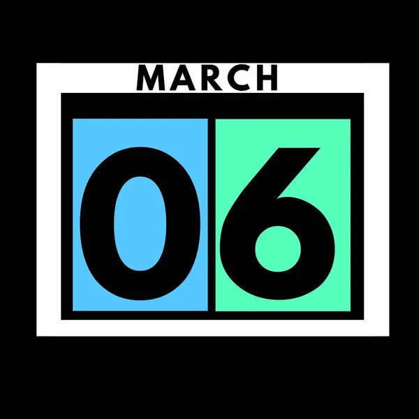 3月6日彩色平行日日历图标 三月日历 — 图库照片