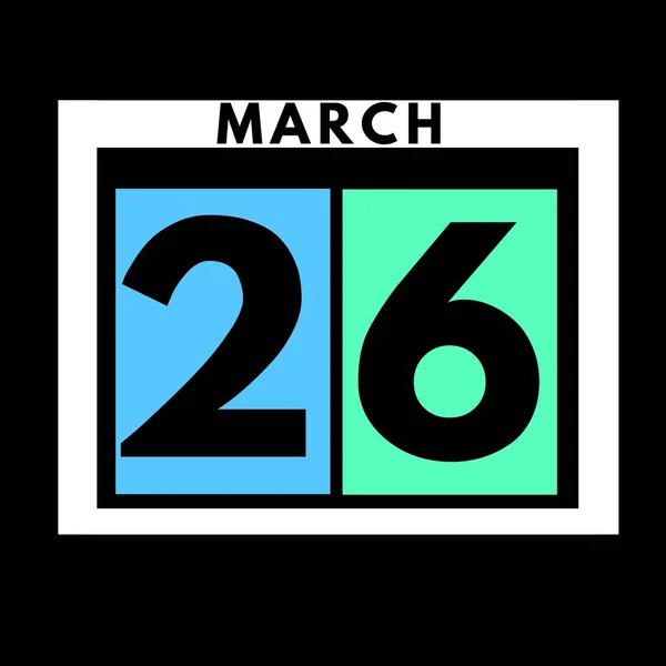 三月二十六日彩色平行日日历图标 三月日历 — 图库照片