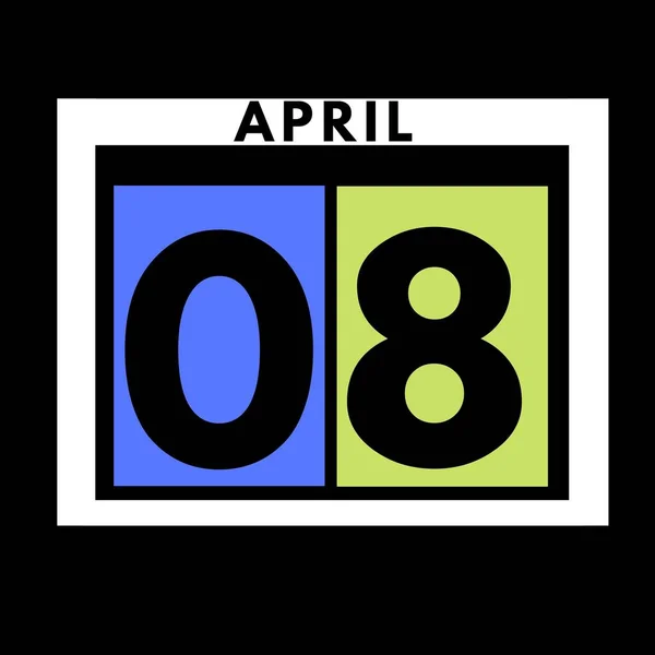 4月8日彩色平行日日历图标 — 图库照片