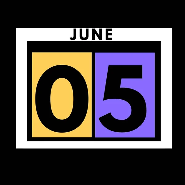 Juni Gekleurde Platte Dagelijkse Kalender Pictogram Datum Dag Maand Kalender — Stockfoto