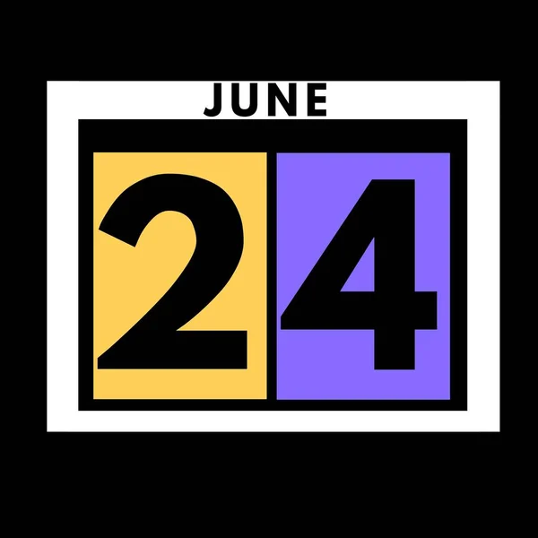 Juni Gekleurde Platte Dagelijkse Kalender Pictogram Datum Dag Maand Kalender — Stockfoto