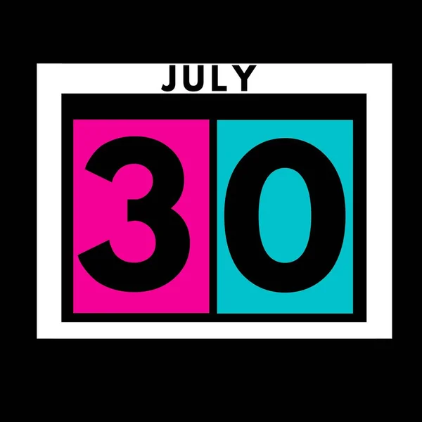 Temmuz Renkli Düz Günlük Takvim Simgesi Tarih Gün Temmuz Ayı — Stok fotoğraf