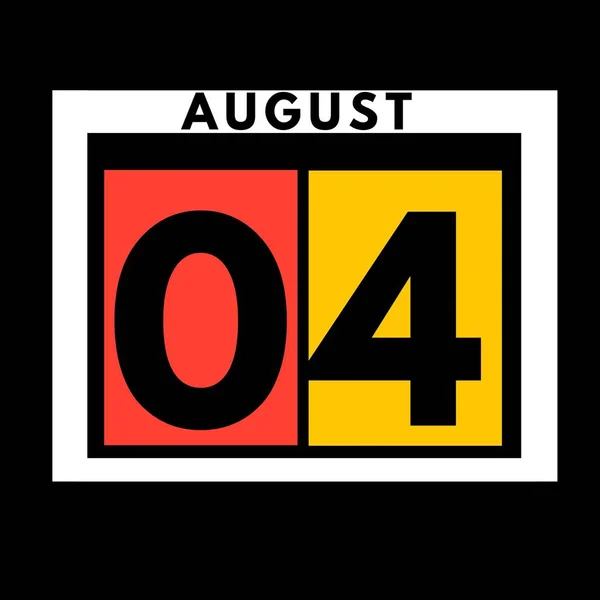 8月4日 カラーフラット毎日カレンダーアイコン8月の日付 カレンダー — ストック写真