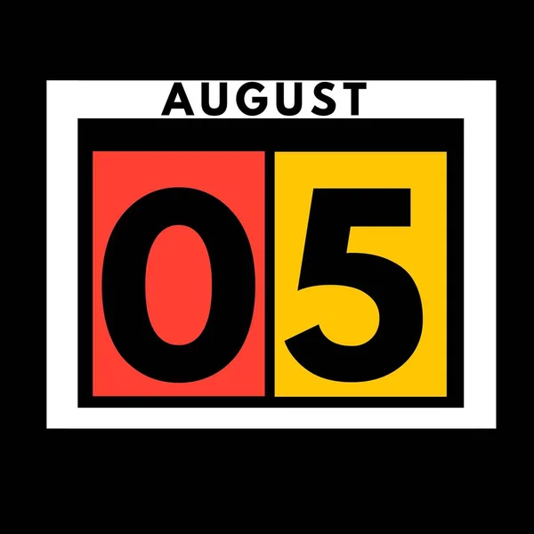 August Farbiges Flaches Tägliches Kalendersymbol Date Day Month Calendar Für — Stockfoto