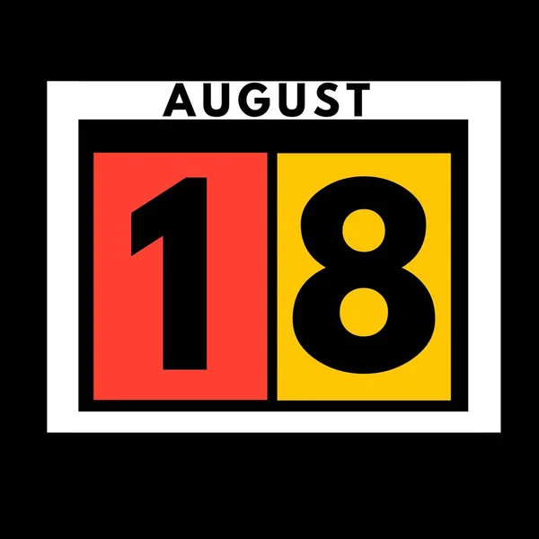 Août Icône Calendrier Journalier Plat Coloré Date Jour Mois Calendar — Photo