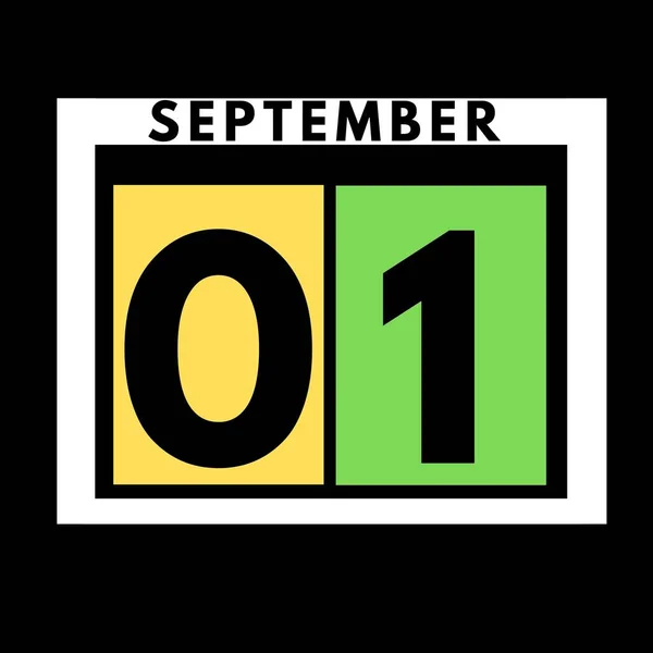 September Gekleurde Platte Dagelijkse Kalender Pictogram Datum Dag Maand Kalender — Stockfoto