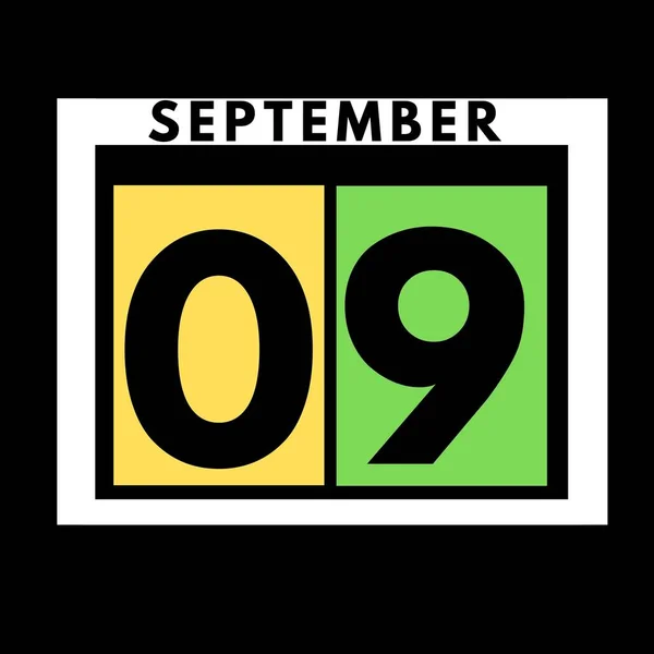 9月9日 カラーフラット毎日カレンダーアイコン9月の月の日付 カレンダー — ストック写真