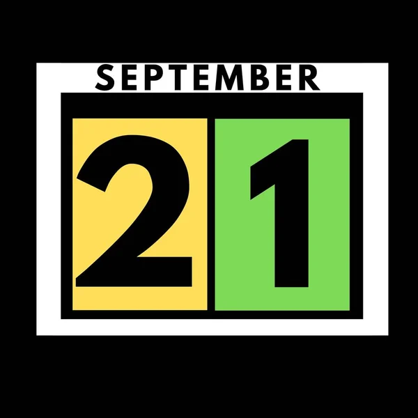 9月21日彩色平行日日历图标 九月份日历 — 图库照片