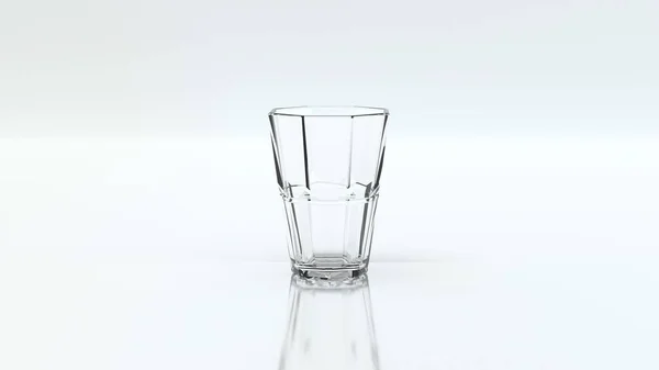 Vidrio Transparente Octogonal Vacío Sobre Fondo Blanco Ilustración Representación —  Fotos de Stock