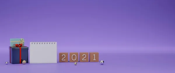 Calendario Blanco Entre Cajas Actuales Cajas Regalo Cajas Madera 2021 — Foto de Stock