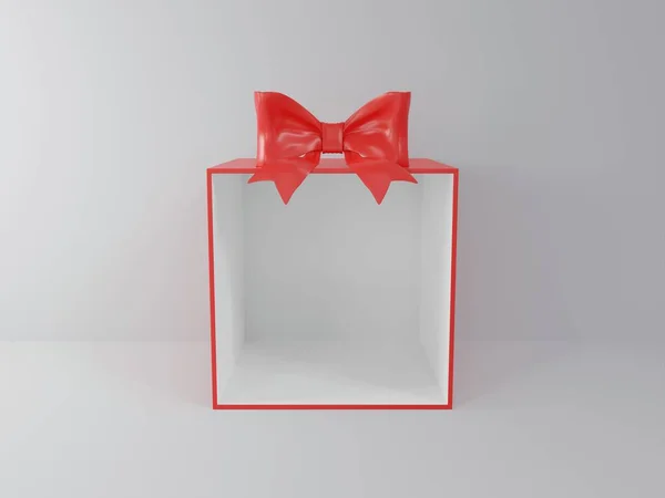 抽象最小圣诞节假期展示模型展示礼物盒与白色混凝土墙的产品演示3D渲染说明 — 图库照片