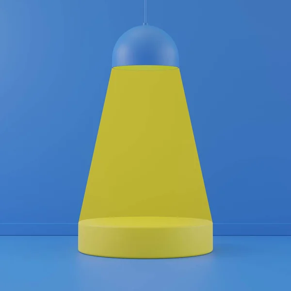 Minimalism Abstract Pedestal Podium Product Presentation Geometric Yellow Light Blue — Stockfoto