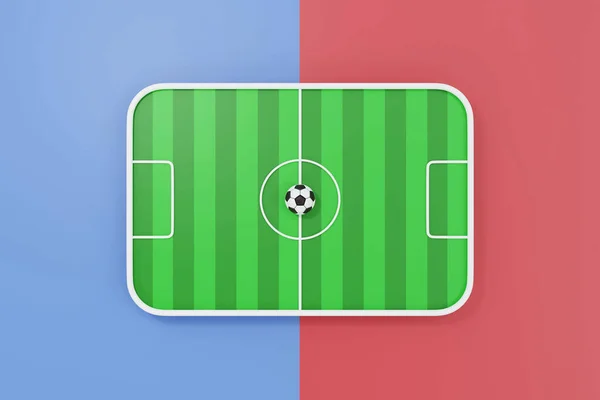 Minimal Cartoon Style Football Field Soccer Field Competition Rendering Illustration — Stock Photo, Image