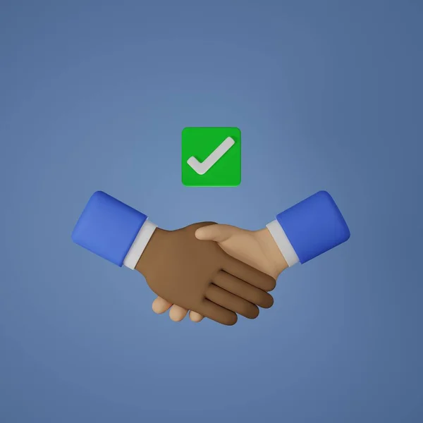 Handshake Icon Two Skin Tone Business Partners Complete Agreement Equality — Stock Photo, Image