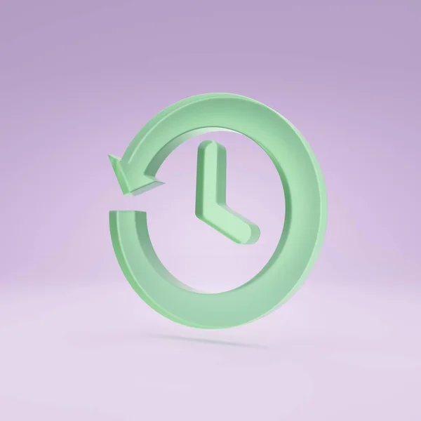 Minimal History Icon Green Translucent Arrow Rotate Clock Hands Rendering — Stockfoto