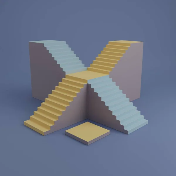Jednoduché Abstraktní Produkt Displej Pódium Platforma Pastelovými Schody Architektura Vykreslování — Stock fotografie