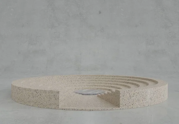 Empty Terrazzo Marble Crescent Grandstand Amphitheater Product Display Presentation Rendering — Zdjęcie stockowe
