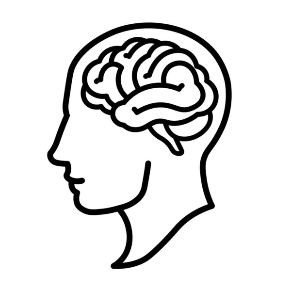 Human Brain Line Art Simple Design Vector Illustration Isolated White — Stock Vector