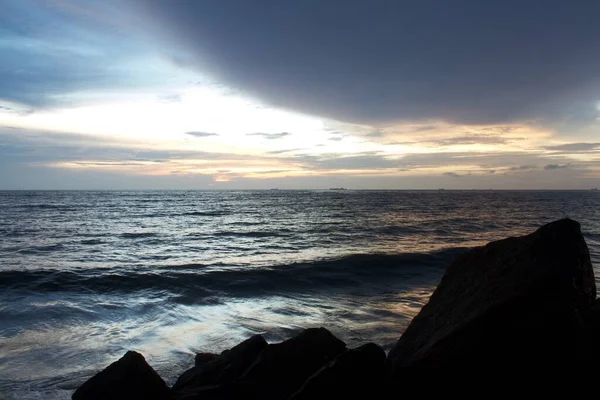 Blick Von Der Küste Kerala Indien Bild Vom Abendhimmel Mit — Stockfoto