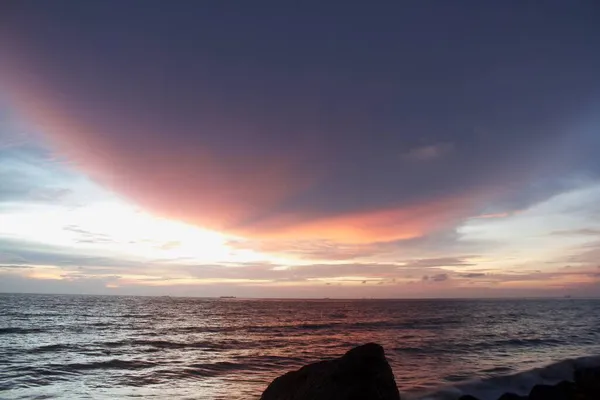 Vue Depuis Littoral Kerala Inde Photo Ciel Nocturne Avec Énorme — Photo