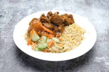 Mutton masala briyani otantik yemek.