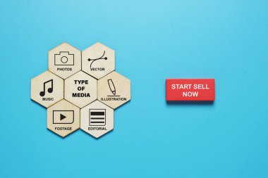 Kelimeleri satmaya başlayan bir resim türü medya ve simge. Katılımcı olmak ve içerik yaratıcısı olmak gelir elde etmenin başka bir yoludur..