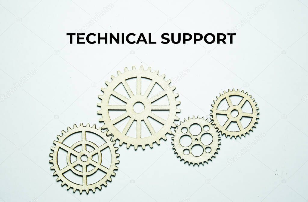 A picture of gear arrange with the word technical support.
