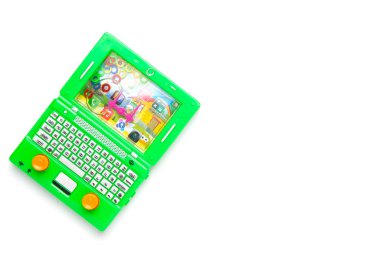 Green waterful ring toss game on copyspace white background. Famous 90's kid game.