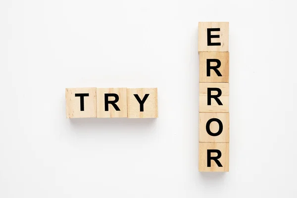 Wooden Block Arrange Word Try Error Try Error Concept — Foto Stock