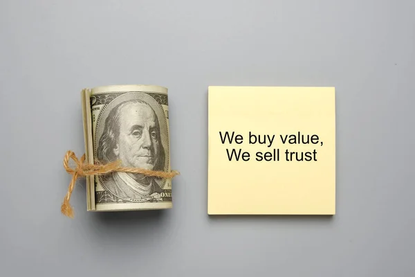 Picture Fake Cash Word Buy Value Sell Trust Word — Stock Photo, Image