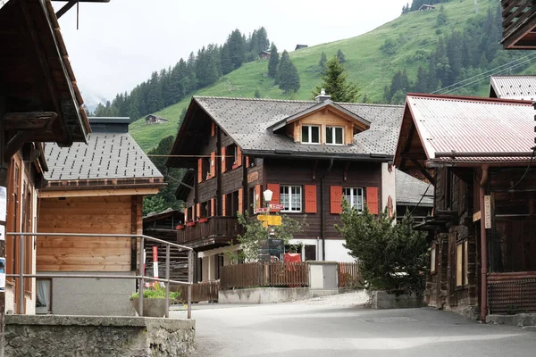 Murren Ελβετία Circa Ιούνιος 2022 Μια Εικόνα Του Σπιτιού Και — Φωτογραφία Αρχείου