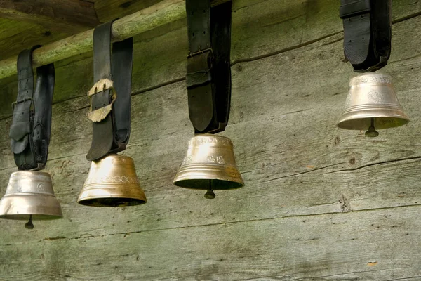 Selective Focus Picture Swiss Cow Bell Also Known Treichel Hanging —  Fotos de Stock