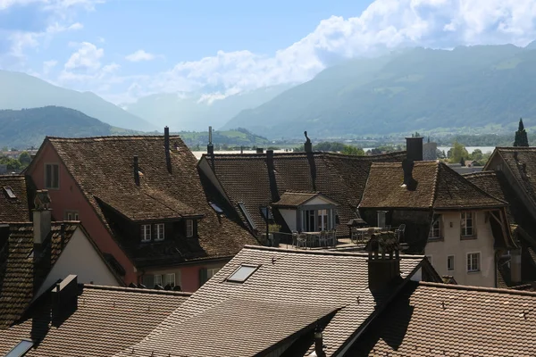 Picture Raperswil Old Town Building Roof Mountain Insight — Foto de Stock