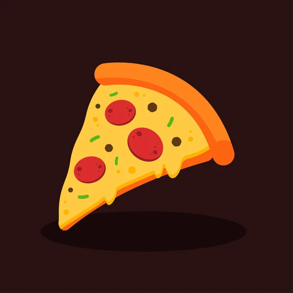 Rebanada Pizza Pepperoni Salami Con Queso Derretido Concepto Comida Rápida — Vector de stock