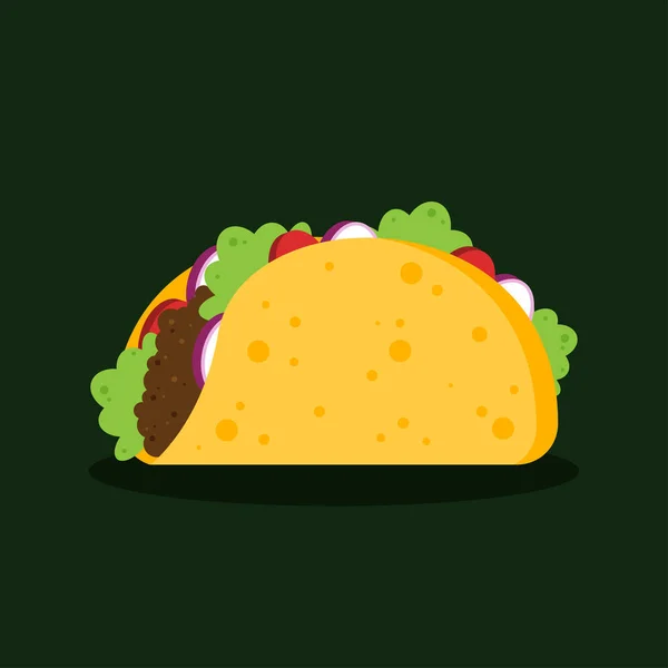 Taco Met Tortilla Vlees Tomaat Sla Heerlijk Fastfood Concept Street — Stockvector