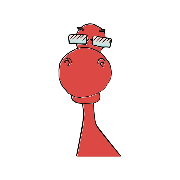 Roter Dinosaurier Mit Brille Lustige Illustrationen Für Jungen Und Mädchen — Stockvektor