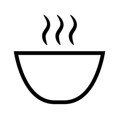 Sıcak dumanı tüten çorba kasesi ikonu. Sağlıklı çorba ya da erişte kabı basit bir ikon.
