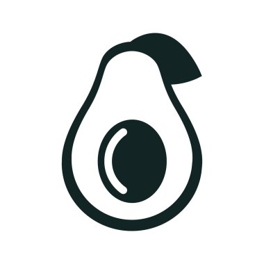 Avokado ikonu yaprak ile ikiye bölünmüş. Keto yiyecek etiketleri, diyet yiyecekler ve avokadolu ambalaj etiketleri için.